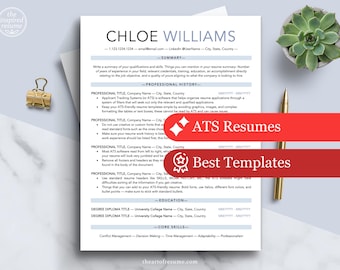 ATS Resume Template (Google Docs, Word, Mac Pages) Professional Resume Cover Letter | Executive ATS Resume, Modern Resume CV, One Column Cv