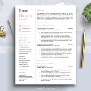 Professional Resume Template for Word & Mac Pages, Business Admin Resume, Student CV, Sorority Resume, Retail Resume Design, Cover Letter