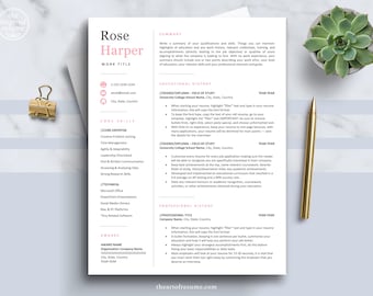 Professional Resume Template for Word & Mac Pages, Business Admin Resume, Student CV, Sorority Resume, Retail Resume Design, Cover Letter