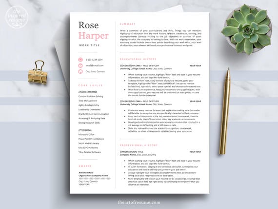 Professional Resume Template for Word & Mac Pages, Business Admin Resume, Student CV, Sorority Resume, Retail Resume Design, Cover Letter