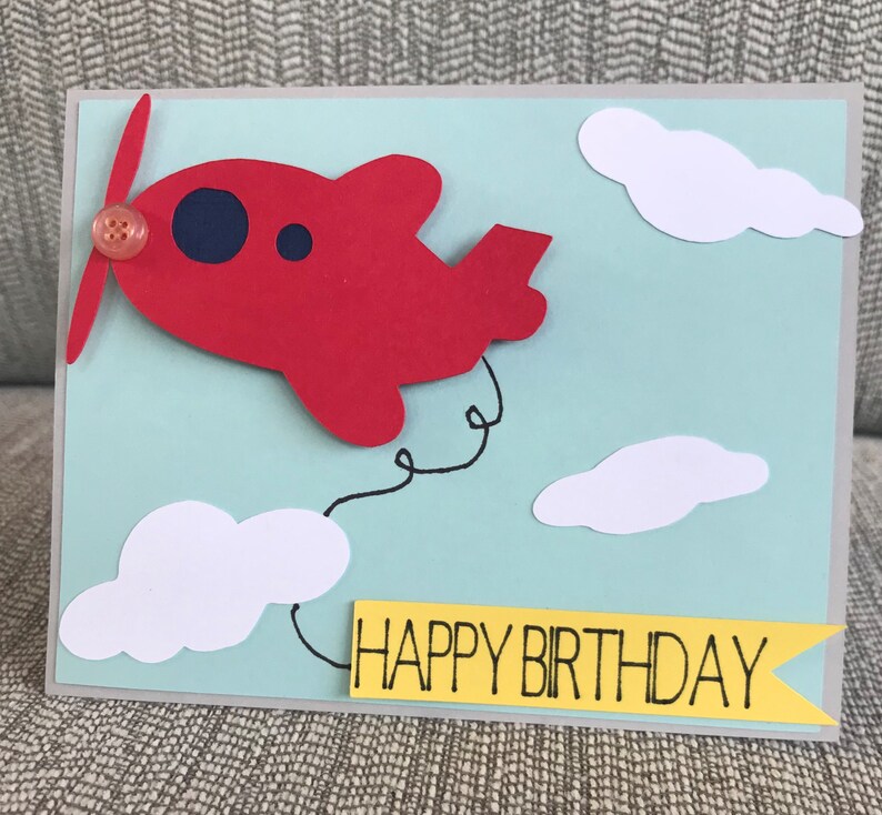 Happy Birthday Airplane Towing Banner Handmade Card Etsy
