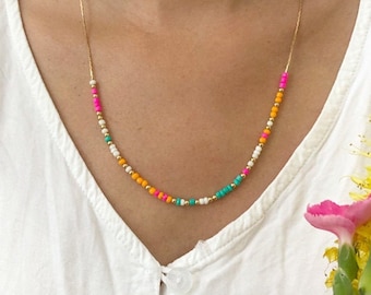 summer beads - necklace with glass beads in bright colors