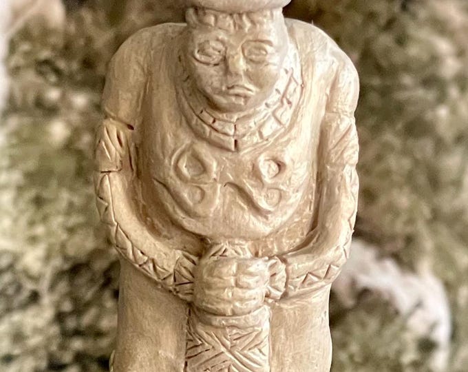 Donna the Elder Protector – Ancient Female Guardian Gargoyle – Clay & Quartz – Kurgan Stelae Inspired