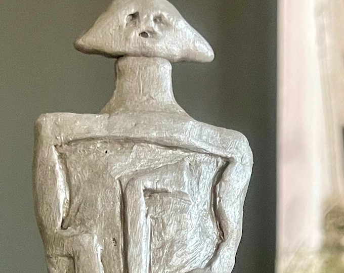 Greg the Silent Watcher – Mini Stone Gargoyle – Hand-Sculpted Clay & Jasper – Kurgan Stelae-Inspired
