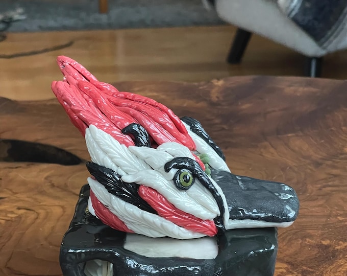Woodpecker votive set - match holder, match striker, candle, sculpture