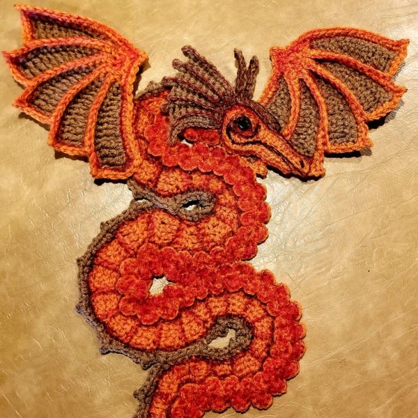 Crochet Dragon Applique - Pattern Only