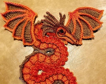 Crochet Dragon Applique - Pattern Only