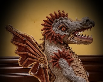 Max, the Magnificent Fantasy Dragon  crocheted statue - Pattern Only