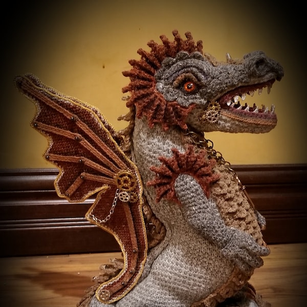 Max, the Magnificent Fantasy Dragon  crocheted statue - Pattern Only