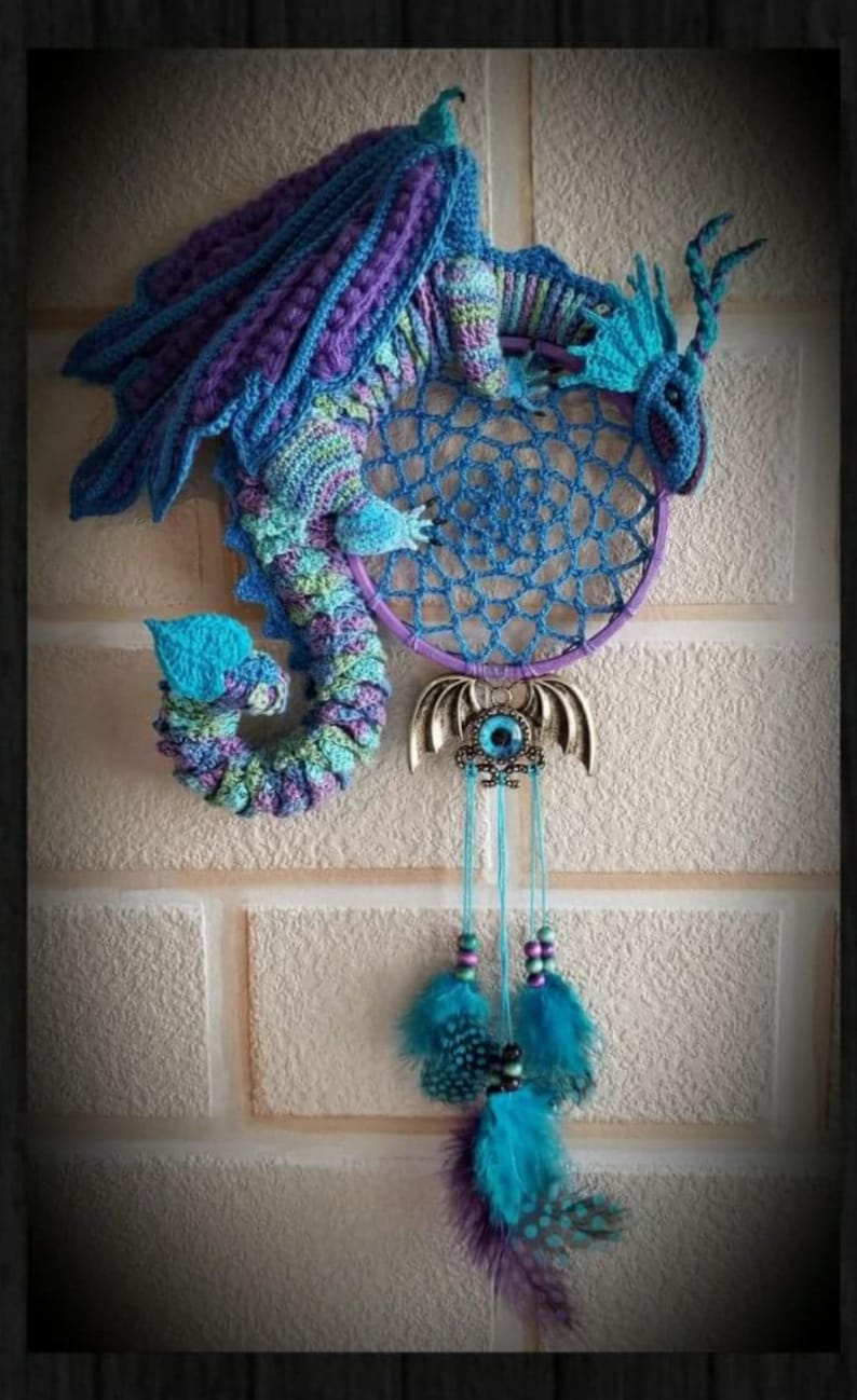 Crochet Dreamcatcher Dragon Pattern Only image 1