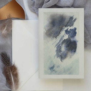 Trauerkarte - blauer Aquarellverlauf – ohne religiöse Zeichen und Worte – Kondolenz – Beileid