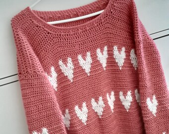Crochet sweaters with hearts