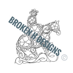 Reining Horse Leather Tooling Pattern