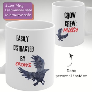 Personalised Crow Mug: Easily Distracted, Bird Watcher Gift