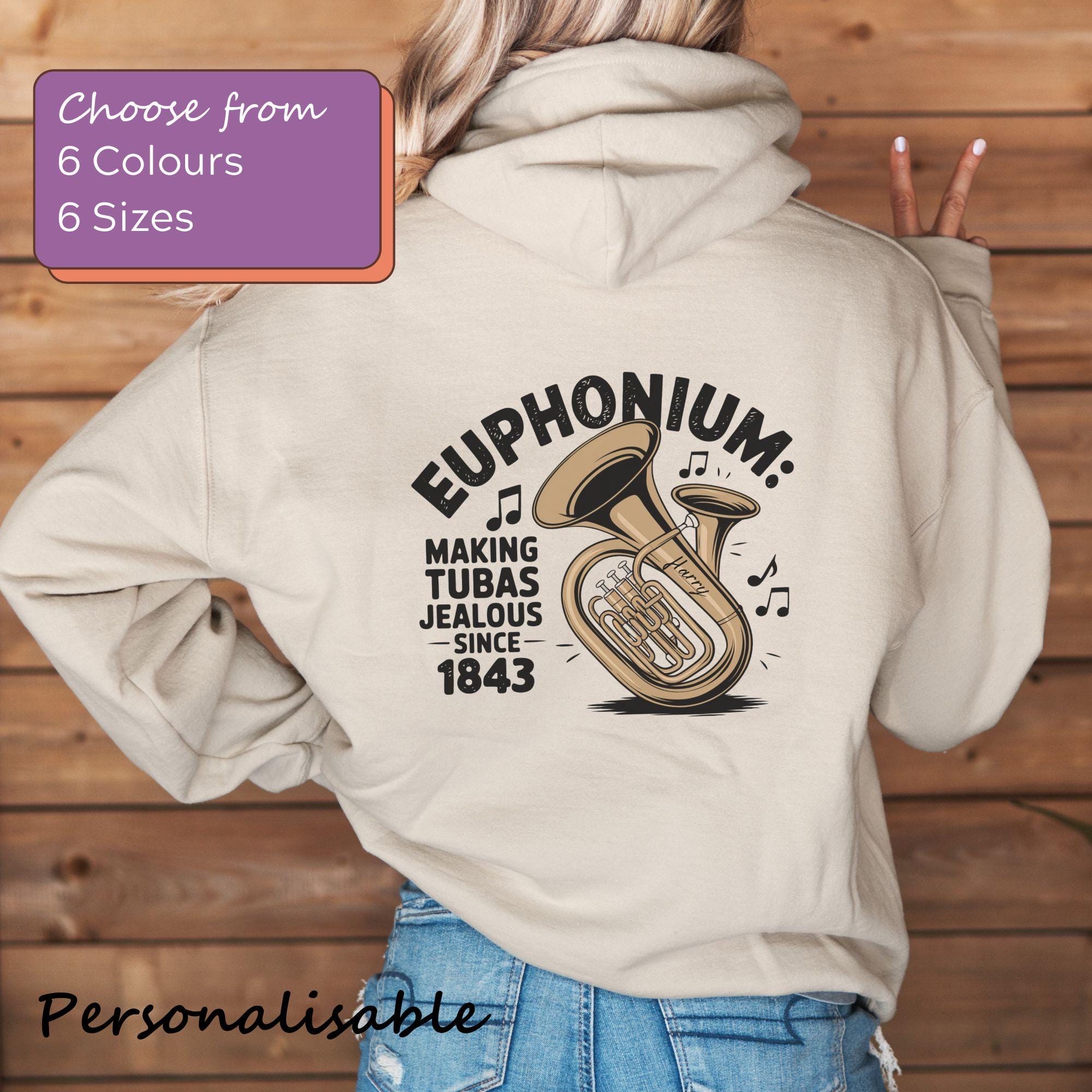 Euphonium Player Personalisable Hoodie - Perfect Musician Gift, Brass Band Fan, Orchestra, Music Teacher - Customisable Sweatshirt