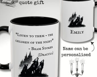 Dracula Mug, Gothic Literature Gift, Personalised Bram Stoker Quote Mug