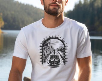 ナローボートトンネルTシャツ：運河ボートアパレル