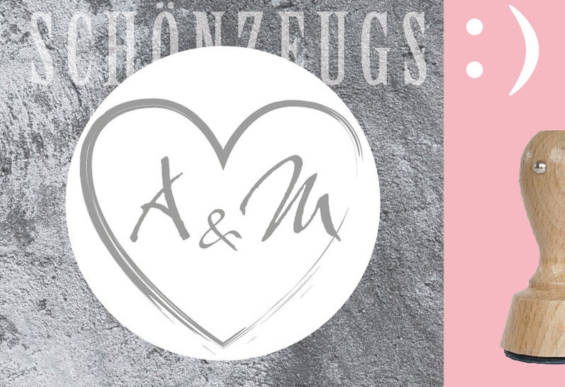 Stempel Herz Monogramm : personalisiert Bild 1