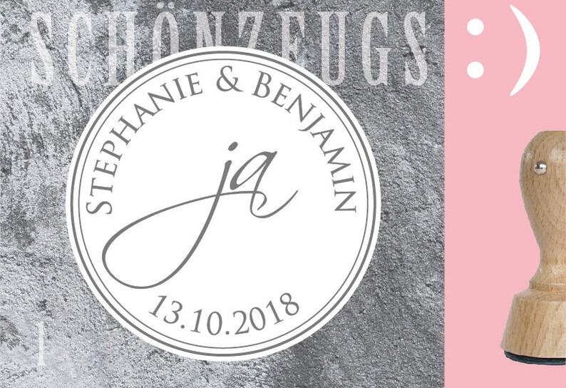 Stempel Hochzeit ja : personalisiert Bild 1