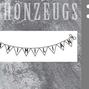 Stamp name in pennant :) Personalized