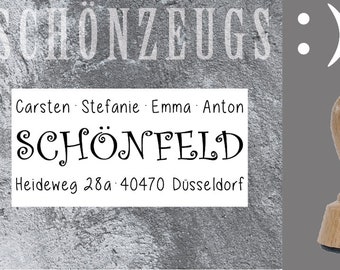 Stempel Familiename Schnörkel:) personalisiert