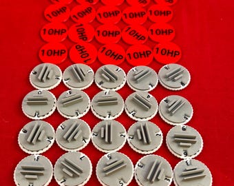 League of Dungeoneers Compatible Figure Bases with Health/Effect Tracking (Set of 20)