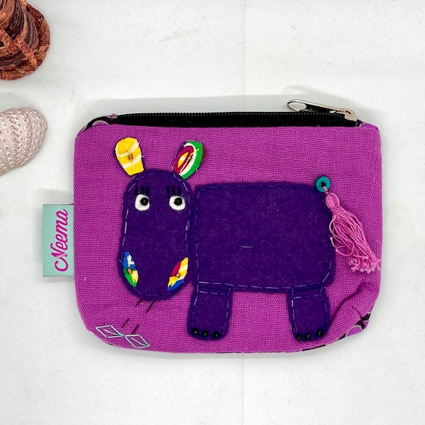 sac hippopotame ludique pour enfants en violet fait à la main, cadeaux pour enfants, sac à main amusant
