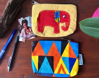 verspieltes Elefanten Täschchen für Kinder in gelb, rot, orange & blau, handgefertigt, fun purse, Geschenke für Kids