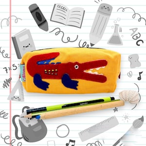Krokodillenetui, etui, etui, muntzakje, rode krokodil, etui voor kinderen, kinderpennenzak, krokodillendoos