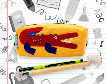 Krokodilmäppchen, Stifte-Täschchen, Federmappe, Münzen-Tasche, rotes Krokodil, Mäppchen für Kinder, child's Pensil case, crocodile case