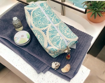 Tropical toiletry bag / makeup bag / wash bag / cosmetic bag / hand-printed / pencil case / mandala design, Babu purse, size S, L
