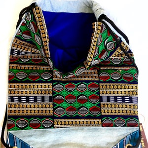 Sac de sport en tissu africain, sac imprimé en cire, sac de sport unisexe, sac de natation avec doublure imperméable, taille L