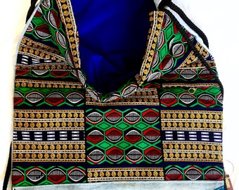 Gym bag, African fabric design, wax print bag, unisex, sports bag, swimming bag with waterproof lining size L
