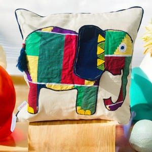NEW! - with inner cushion - colorful elephant cushion cover, elephant cushion cover 40 x 40 cm, handmade cushion, gift for kids, home decor