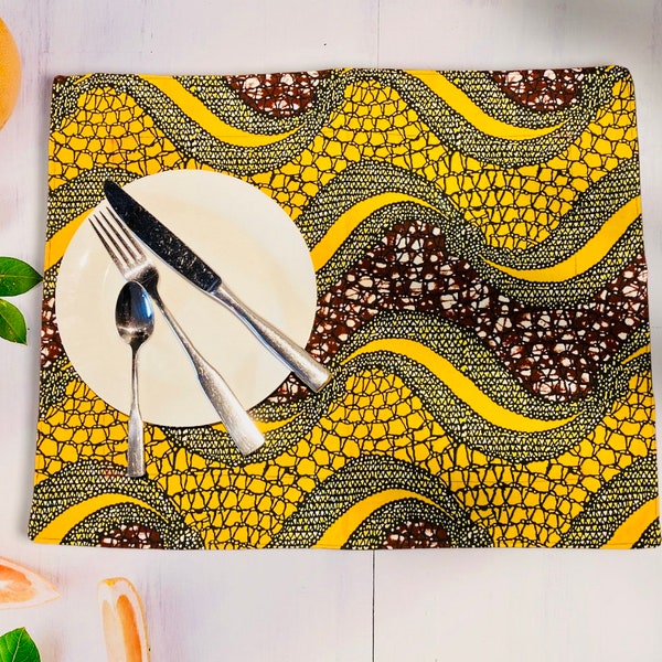 Tischsets aus Stoff, 2 teiliges Set, african placemats, womenmade in Zanzibar, Geschirr, Tischwäsche, afrikanische Platzdeckchen "beach"