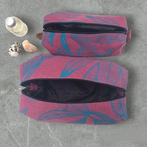 Tropische Kulturtasche / Make-up Tasche/ Waschtasche/ Kosmetiktasche/ handbedruckt / Federmäppchen/ Zawadi purse, Größe L / S