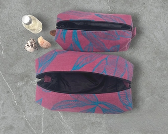 Tropical toiletry bag / makeup bag / wash bag / cosmetic bag / hand-printed / pencil case / Zawadi purse, size L / S