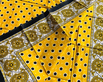 Sansibar Khanga, afrikanischer Stoff: Khanga nzito "yellow & black", Tragetuch, Strandtuch, Wickeltuch, Lesso, Baumwollstoff 1,32m x 1,75m
