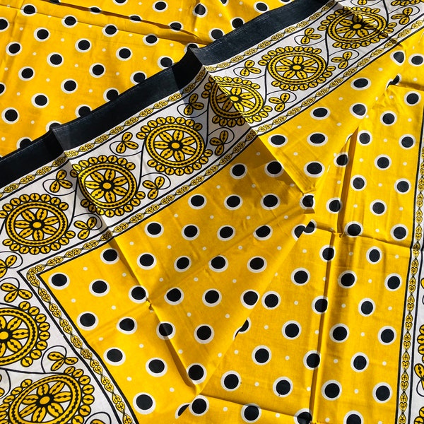 Zanzibar Khanga, African fabric: Khanga nzito "yellow & black", sling, beach towel, wrap, Lesso, cotton fabric 1.32 m x 1.75 m