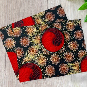 African Fabric Placemats Set of 2 | Wax Print Placemats | Handmade in Zanzibar | Boho Table Decoration | Womenmade Ushindi | Fair Trade Gift