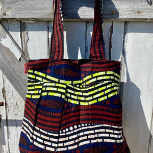 African handbag, shoulder bag, wax print fabric, fabric bag - &quot;layer&quot;, handmade in Zanzibar, gift for her, shapes pattern