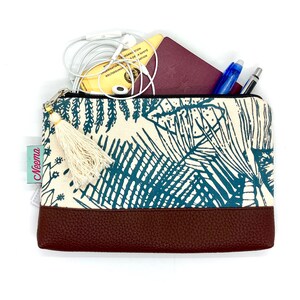 Travel case sheet printing, small bag for travel documents, document bag, fern & palm print, pure, hand-printed screen printing image 10