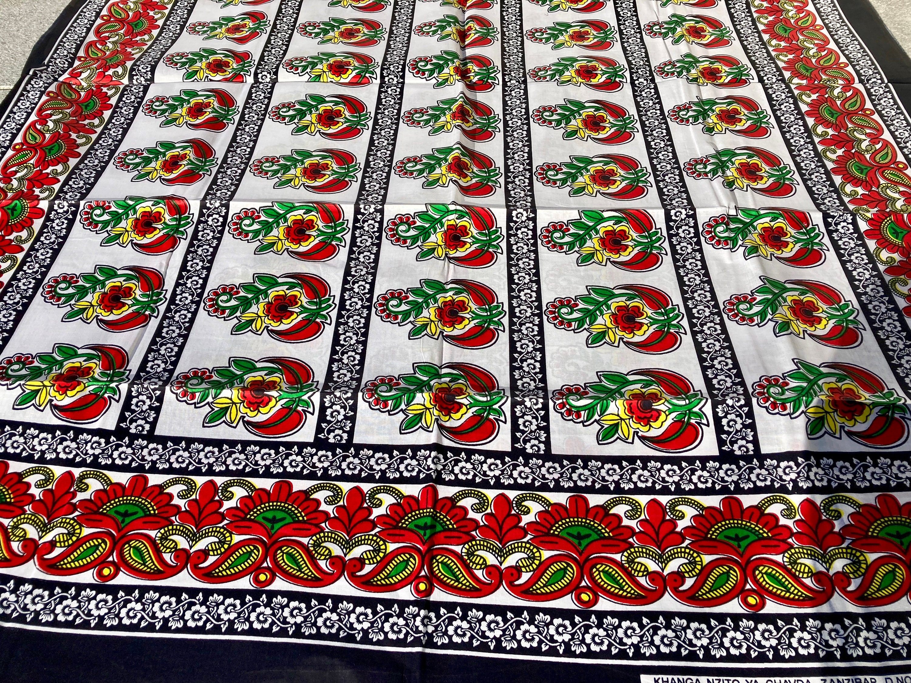 Zanzibar Khanga African Fabric Kanga Nzito maua