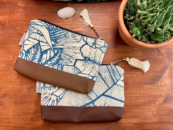 Travel Case Leaf Print Small Bag for Travel Documents Document Bag Fern Palm Print Purse Hand Printed Screen Print Etsy Canada
