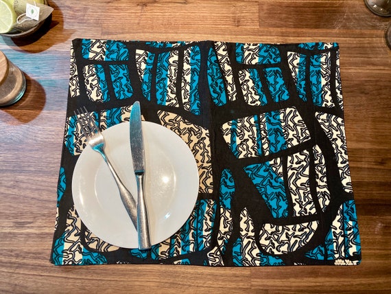 Tischsets aus Stoff, 2 teiliges Set, african placemats, womenmade in Zanzibar, Geschirr, Tischwäsche, afrikanische Platzdeckchen 