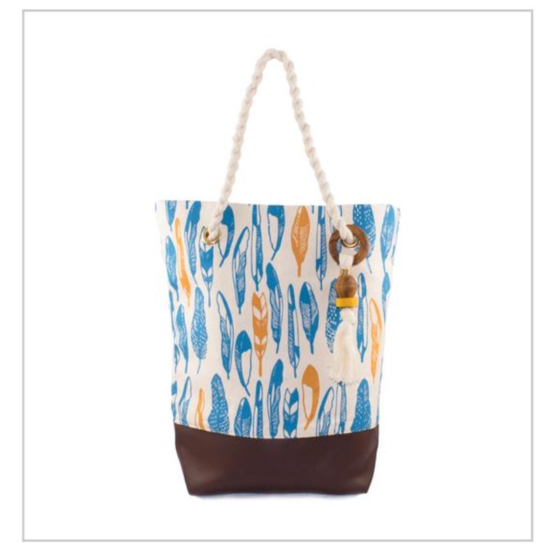 African Handbag Dead Bag Handmade Feather Blue Canvas-FFabric Bag Shoulder Bag Cloth Bag Shoulder Bag