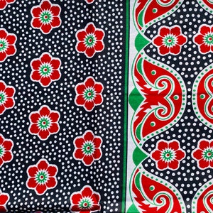 Zanzibar Khanga, African fabric: Khanga nzito "little flowers", baby sling, beach towel, wrap, lesso, cotton fabric 1.32 m x 1.75 m