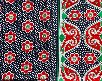 Zanzibar Khanga, African fabric: Khanga nzito "small flowers", sling, beach towel, wrap, lesso, cotton fabric 1.32 m x 1.75 m