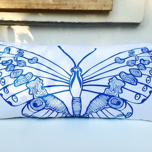 Schmetterling-Kissenhülle , Kissenbezug Schmetterling, Kissen handbedruckt, Kissenbezug 30x60cm, Wohndekor, butterfly