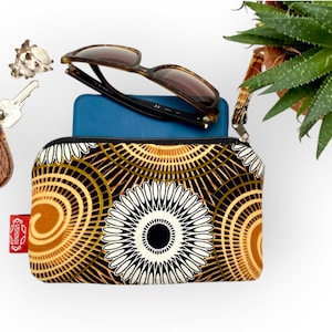 afrikanisches Fairtrade Täschchen "Klette", Federmäppchen, Schminktasche, Afrika Print Design, Wachsdruck, Urban Jungle Stil